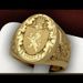 Cao Shi Crown Lion Shield Emblem Copper Plated Royal Seal Men's Ring_ipsvogv.com