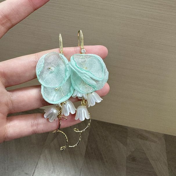 Women’s Jewelry Set Fashion Atmosphere Rose Petal Earrings New Retro Niche Gauze Camellia Flower Tassel Earrings National Style Earrings_ipsvogv.com