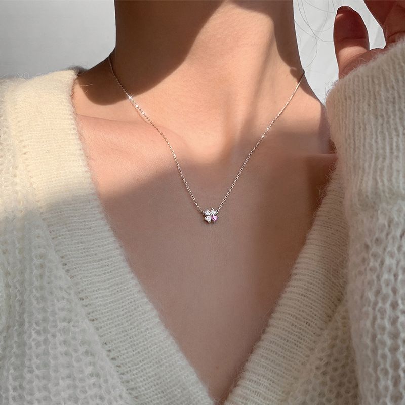 Four Leaf Clover Female Trendy Exquisite Small Simple Temperament S Sier Clavicle Chain Cold Style Necklace_ipsvogv.com