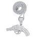 Hip hop men's jewelry trendy exaggerated full diamond gun pendant Cuban chain accessories necklace neck chain_ipsvogv.com