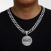 Hip Hop Round Shield Letter GRAYS Full Diamond Alloy Pendant Cuban Chain Necklace For Men_ipsvogv.com
