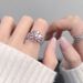 Full Pink Diamond Bow Zircon Series Open Ring With Flower Light Luxury And Premium Sense, Niche Design Ring Sense,_ipsvogv.com