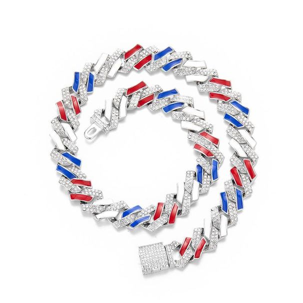 Colorful cool couple necklace hip hop trendsetter diamond Cuban chain personality trend all match necklace_ipsvogv.com