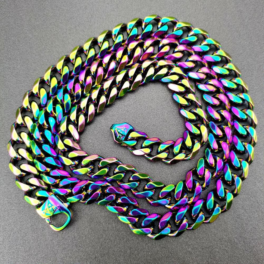 Iridescent Freemasonry Masonic Mason Man's 15mm Width Stainless Steel Solid Chain Necklace Long 24~38 Inch_ipsvogv.com