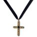 Cross Necklace Round Zircon Pendant Ribbon Cloth Collarbone Chain Black Color Retention Jewelry_ipsvogv.com