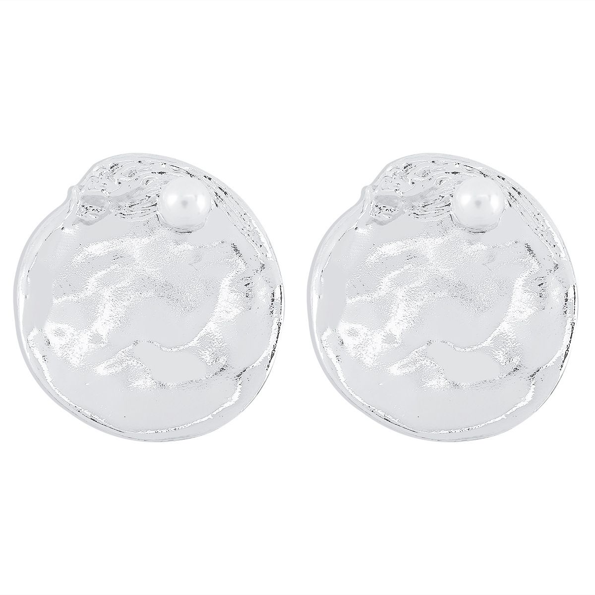 E11188 exaggerated heavy industry ZA smooth geometric circular niche metal texture earrings for women_ipsvogv.com