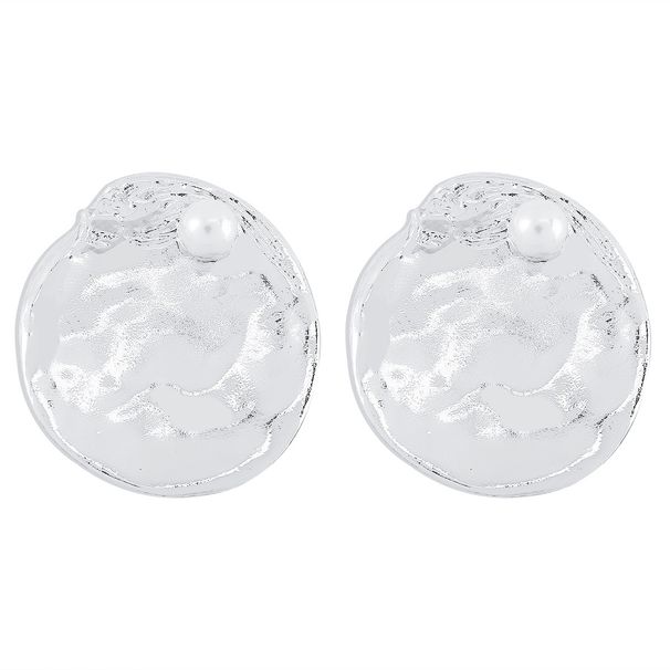E11188 exaggerated heavy industry ZA smooth geometric circular niche metal texture earrings for women_ipsvogv.com
