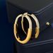 Fan Personalized Two Tone U-shaped Set With Half Dia Earrings Lock Series Large Earaccessory New Style_ipsvogv.com