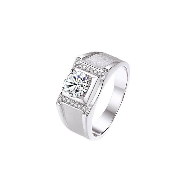 S925 Silver Moissanite Men's Ring Luxury Frosted H Men's Diamond Ring High Carbon Diamond Men's Ring Empty Ring_ipsvogv.com