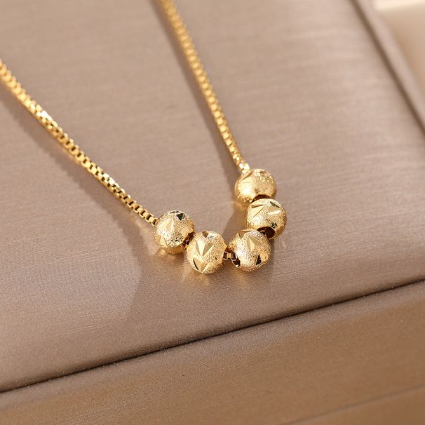 Titanium Steel Necklace, Women's Five Blessings Transportation Bead Pendant, Light Luxury, Niche Temperament, Collarbone_ipsvogv.com