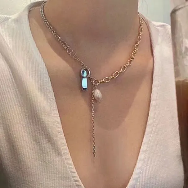 T20 Titanium Steel Non-fading Pendant Necklaces ing Style Cold Wind Temperament Clavicle Simple Chain Girls' Gift_ipsvogv.com