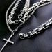 8.5mm & 4mm Width Cross Pendant Double Necklace Stainless Steel Tone for Mens Womens_ipsvogv.com