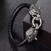 New Viking Wolf Head Handmade Leather Personalized Creative Men's Bracelet Jewelry Bangle For Men_ipsvogv.com