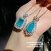 Italian Cheetah Sea Blue Pendant Necklace Vintage Pala Luxury Waterdrop Zircon Ring_ipsvogv.com