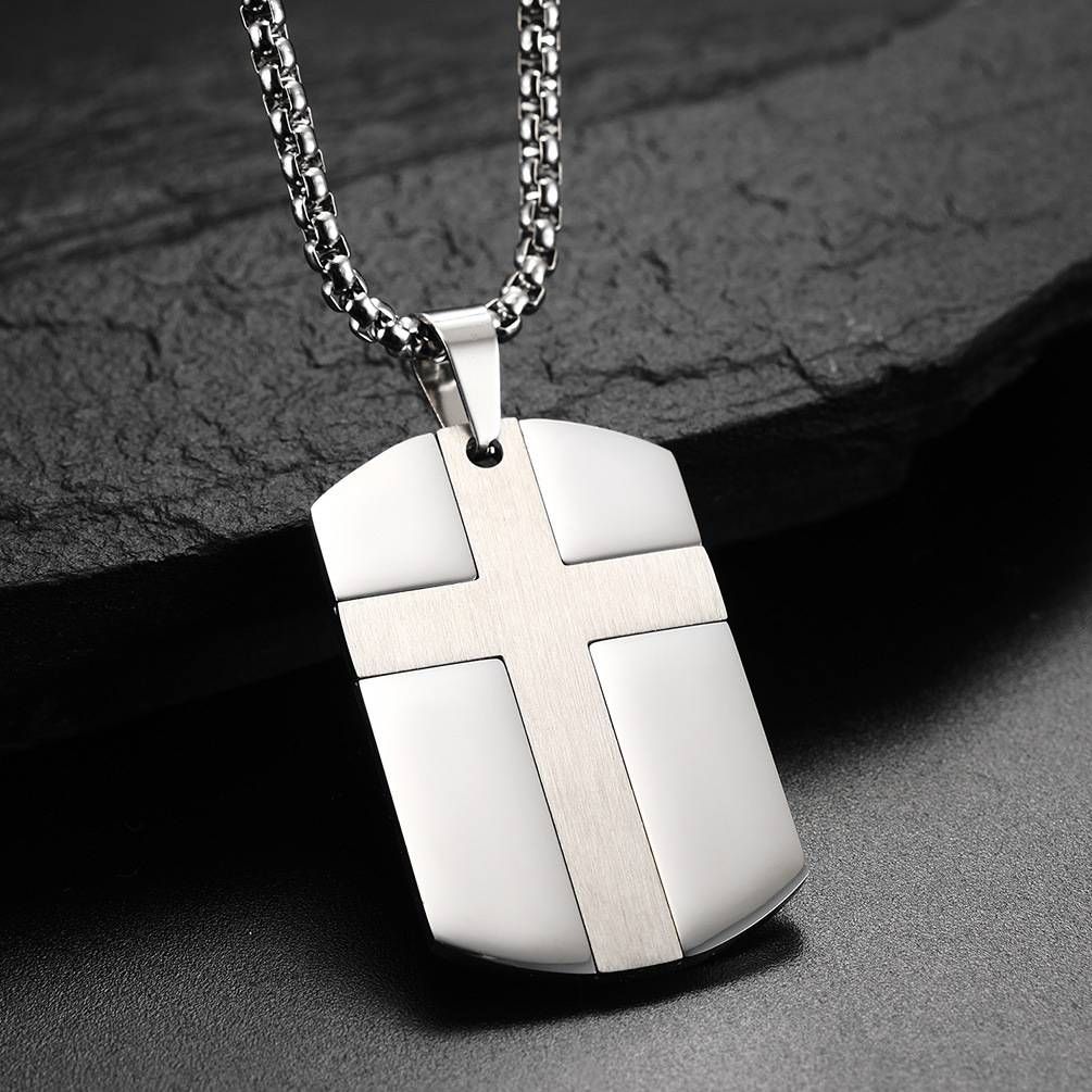 Stainless steel cross military card enhanced pendant titanium steel dog tag_ipsvogv.com
