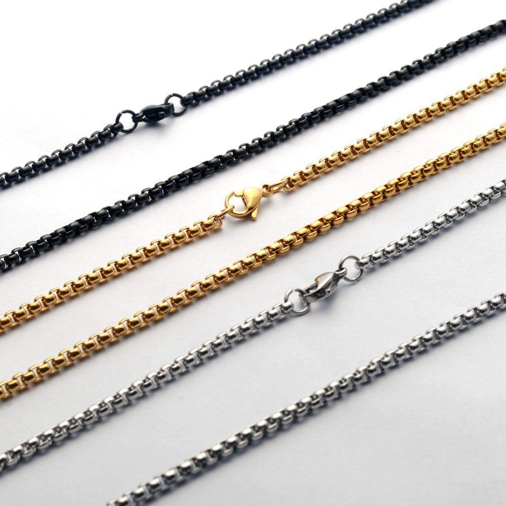 stainless steel square pearl necklace titanium steel jewelry with chain thick chain diy accessories men's snake bone chain_ipsvogv.com