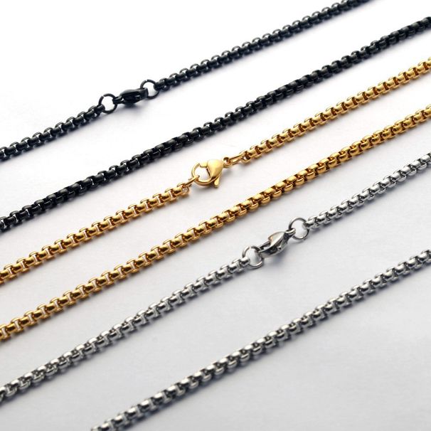 stainless steel square pearl necklace titanium steel jewelry with chain thick chain diy accessories men's snake bone chain_ipsvogv.com