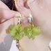 Women's Earrings Super fairy green flower earring Light luxury premium earring stereo flower two earrings_ipsvogv.com
