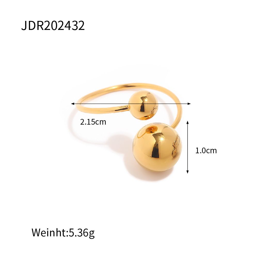 Women's Jewelry Stainless Steel Gold Ball Ring K Gold Exaggerated Fashion Ring Female Simple And Generous_ipsvogv.com