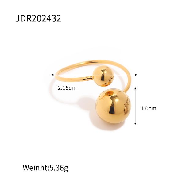 Women's Jewelry Stainless Steel Gold Ball Ring K Gold Exaggerated Fashion Ring Female Simple And Generous_ipsvogv.com