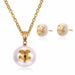 Titanium Steel Pearl Net Red Never Fashionable Female Earring Necklace Set_ipsvogv.com