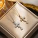 Necklace, four leaf flower collarbone chain, full diamond pendant, crown style, necklace, celebrity style_ipsvogv.com