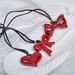 Korean Style New Simple Long Ancora Red Bow Sweater Chain Fashion Heart Necklace Jewelry_ipsvogv.com