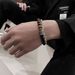 Trendy Yellow Tiger Double Layer OT Buckle Titanium Steel Bracelet Natural Matte Map Stone High-end Versatile Men's_ipsvogv.com
