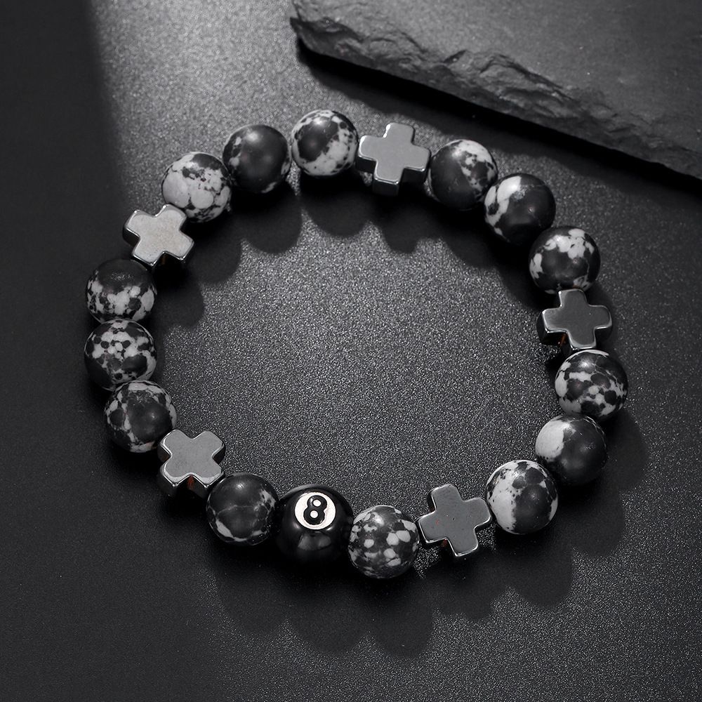 Live Hot Sale Black Gallstone Cross Men Hip Hop Trendy National Trend Jewelry 10mm Snowflake Bracelet Women_ipsvogv.com
