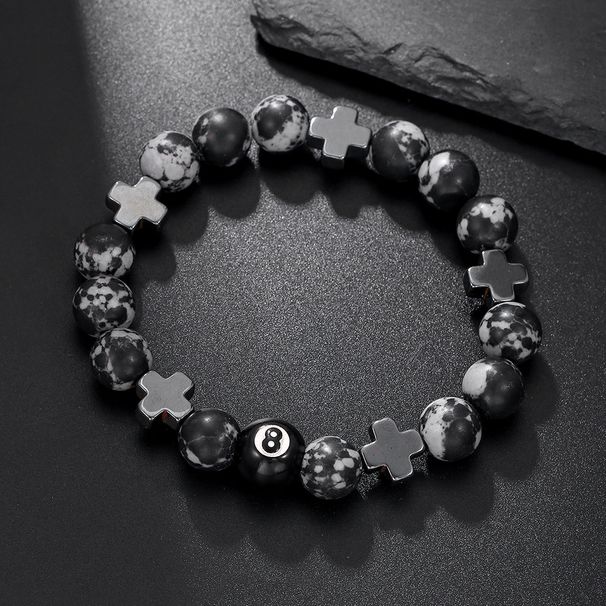 Live Hot Sale Black Gallstone Cross Men Hip Hop Trendy National Trend Jewelry 10mm Snowflake Bracelet Women_ipsvogv.com
