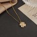 New Cat's Eye Stone Leaf Flower Collar Chain Fashion Four Love K Gold Titanium Steel Necklace Women's Micro Inlaid Small_ipsvogv.com