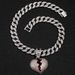 Trendy Ins Full Diamond Pink Broken Heart Painting Oil Pendant Fashion Love Necklace Jewelry Unisex_ipsvogv.com