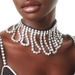 Tassels exaggerated full diamond necklace rhinestone tassel light luxury necklace personality dinner party temperament net celebrity necklace_ipsvogv.com