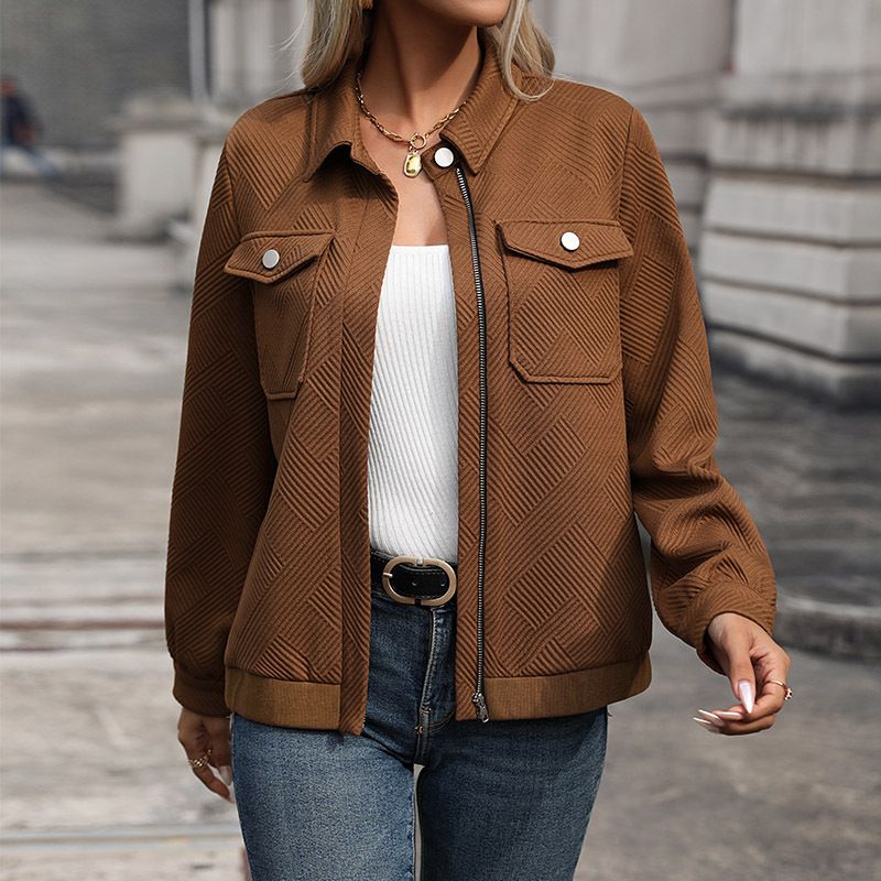 Women's Clothing lapel cardigan autumn new retro Maillard jacket coat_ipsvogv.com