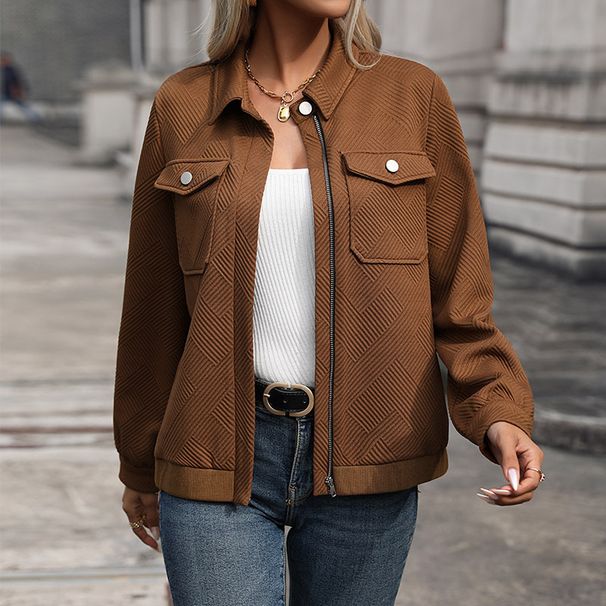 Women's Clothing lapel cardigan autumn new retro Maillard jacket coat_ipsvogv.com