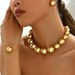 Fashion OL commuting style geometric bracelet necklace earring set, niche light luxury round ball design jewelry set_ipsvogv.com