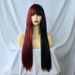 wig female long straight hair air bangs two color yin and yang head Halloween cos chemical fiber wig set_ipsvogv.com