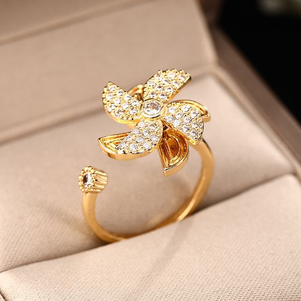 Korean Version Of Internet Celebrity Creative Windmill Rotating With Female Niche Design, Micro Inlaid Zircon Opening,_ipsvogv.com