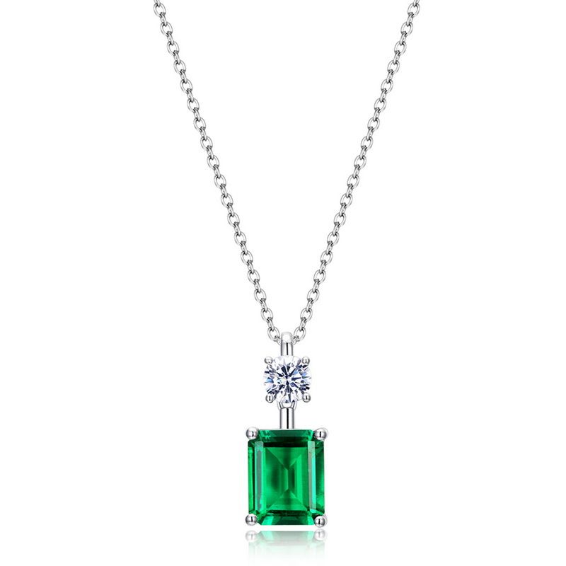 S925 Silver Pendant Cultivated Emerald Pendant Female Retro Light Luxury Customized_ipsvogv.com