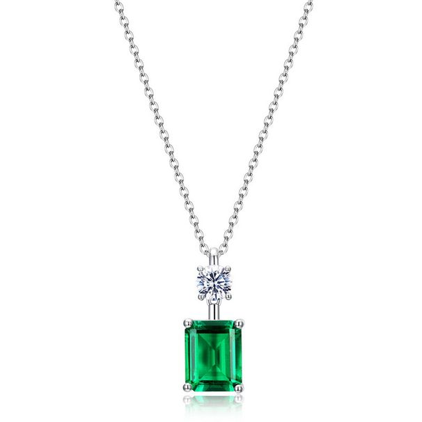 S925 Silver Pendant Cultivated Emerald Pendant Female Retro Light Luxury Customized_ipsvogv.com