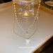 Genuine Gold Electroplated Pearl Double-layer Necklace With Creative Love, Sweet Collarbone Chain, Niche Instagram Style_ipsvogv.com