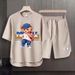 Men's Clothing 2024 Waffle Casual Summer Suit Men's Loose Teen Short sleeved T shirt Shorts Handsome Two piece Suit_ipsvogv.com
