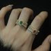 Italian Court Style Baroque Carved Gold Hollowed Out Micro Inlaid Zircon Open With Double Layered Color Separation Ring_ipsvogv.com