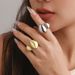 Ins Liquid Lava Metal Curved Female Folded Smooth Hug Open Ring Set_ipsvogv.com