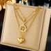 Fashionable niche simple retro titanium steel metal multi-layer chain love round card tree of life pendant necklace_ipsvogv.com