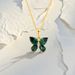New Emerald Zircon Butterfly Pendant Necklace S Sterg Sier Jewelry Female Light Niche Design_ipsvogv.com