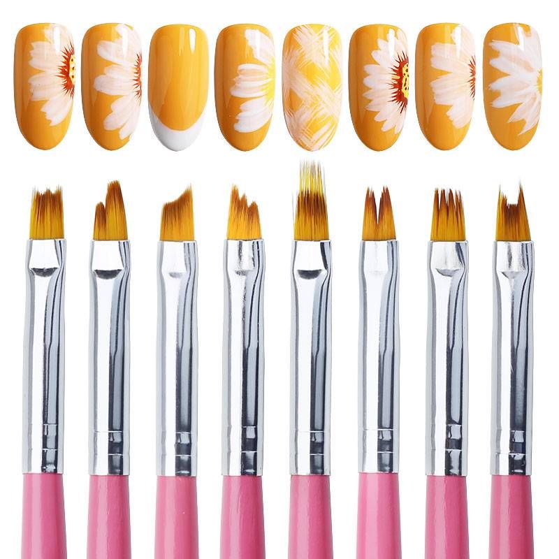 Arte Clavo 8PCS/Set Nail Art Brush Painting Flower Nail Tool Maincure Half Moon Shape Nail French Brushe Smile Petal Drawing Pen_ipsvogv.com