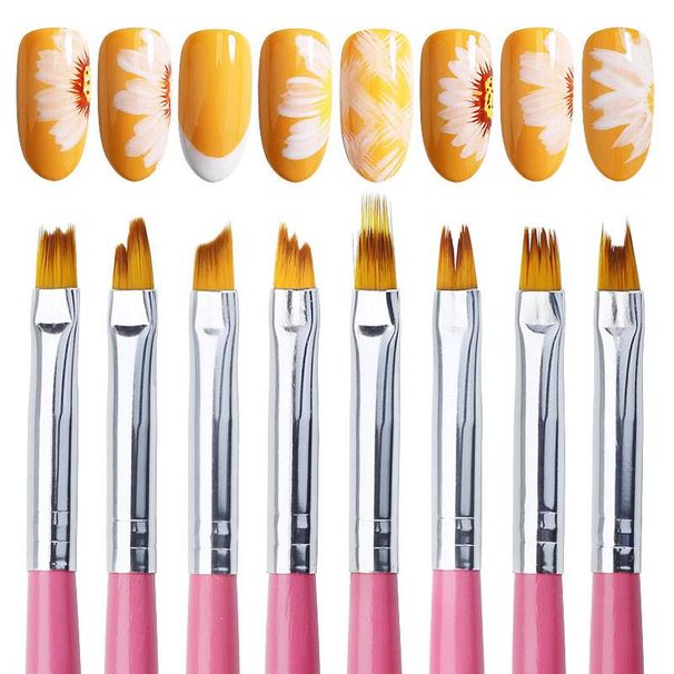 Arte Clavo 8PCS/Set Nail Art Brush Painting Flower Nail Tool Maincure Half Moon Shape Nail French Brushe Smile Petal Drawing Pen_ipsvogv.com