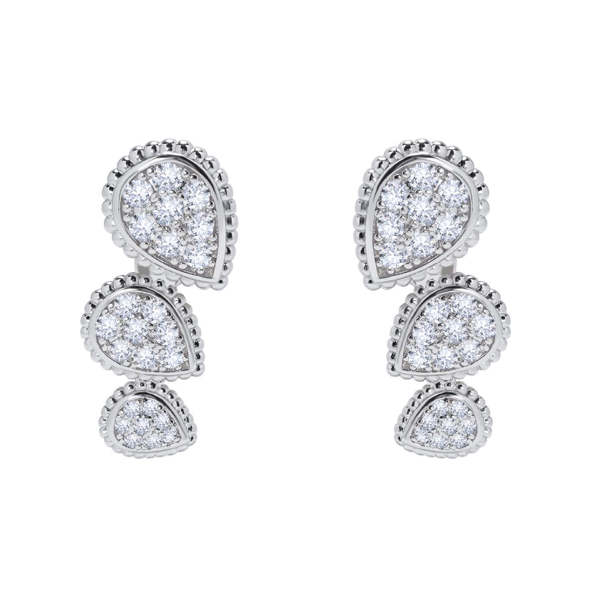Women's Jewelry Beaded Edge Full Diamond Teardrop Shaped Diamond Stud Earrings Arranged In A Personalized Fashion Jewelry Set French Style_ipsvogv.com
