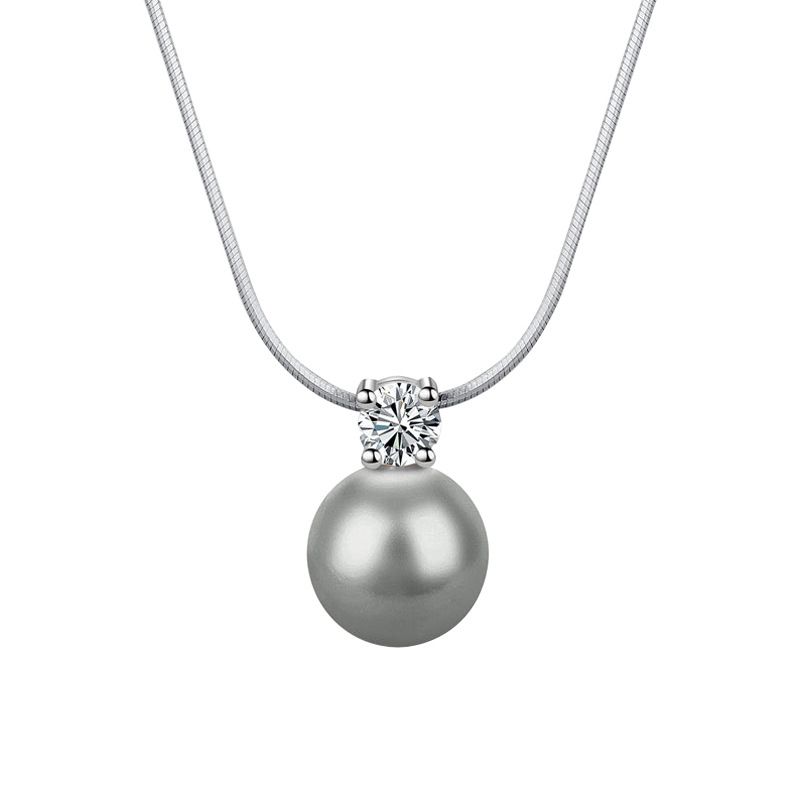 Women's Jewelry French Retro Single Diamond Inlaid Round Pearl Necklace Light Luxury High End Design Versatile Clavicle Necklace_ipsvogv.com